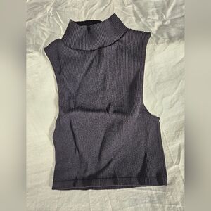 Zara Black Ribbed Mock Turtleneck Crop Top